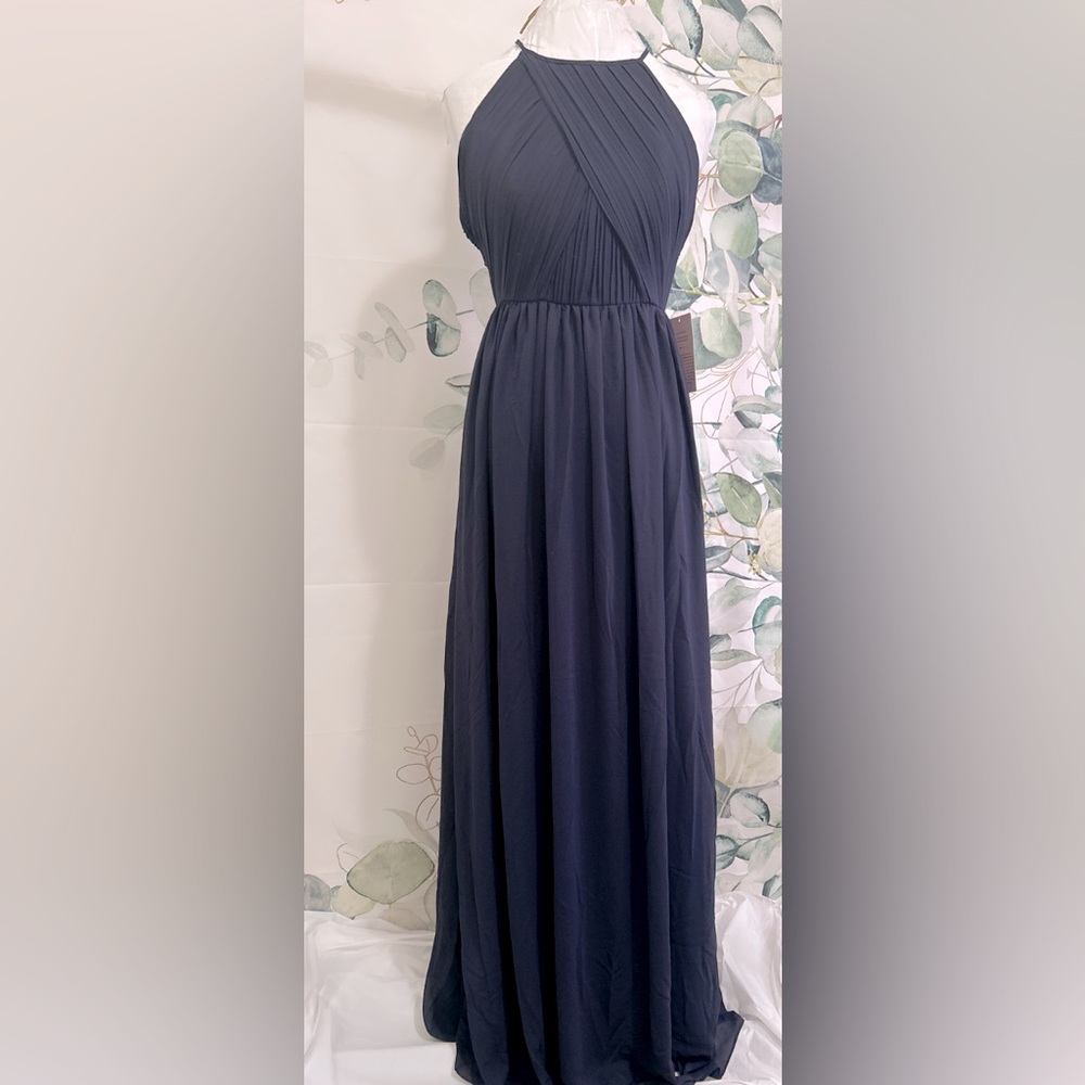 Anthropologie BHLDN Madrie Navy Blue Dress size 8